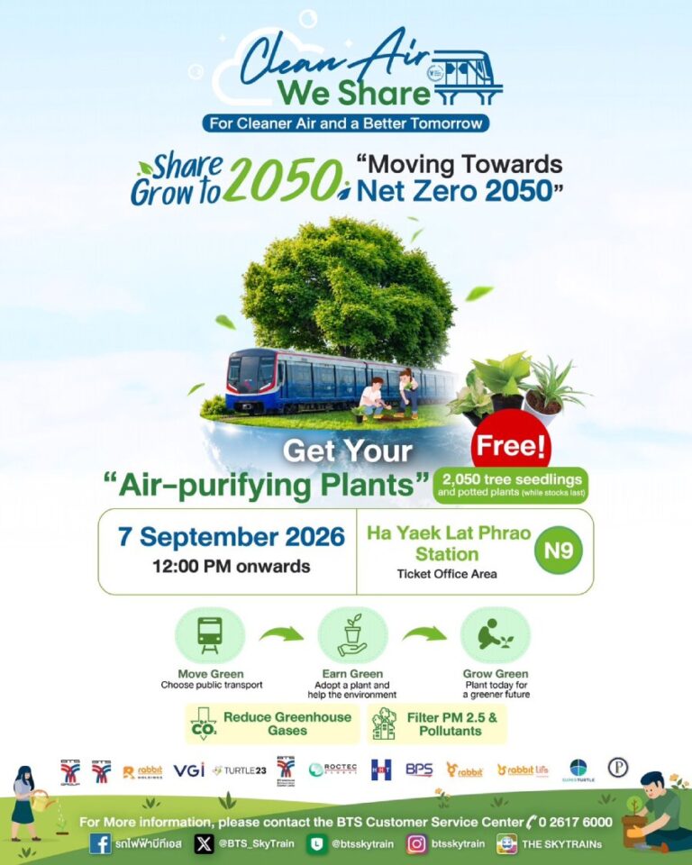 กลุ่มบริษัทบีทีเอส ชวนร่วมกิจกรรม “Clean Air We Share ขบวนลมหายใจสะอาด”